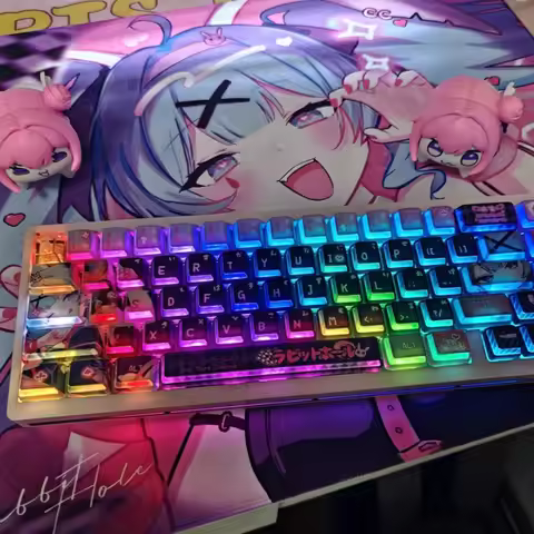 NEW Rabbit Hole Theme Anime Keycaps Mechanical Keyboard Cherry Side Carving PBT+PC Custom Cute Keyca