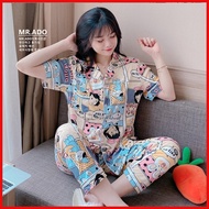 ∈ Korean pajama terno for women sleepwear adult dress nightwear set fashion pantulog clothes pambah