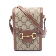 【二手】Gucci 馬銜扣單肩包 1955 迷你包 625615 米色/ブラウンPVC塗層帆布皮革 馬銜扣 1995 迷你包