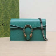 GUCCI Dionysus酒神超Mini16.5翡翠綠牛皮鑽扣肩背包