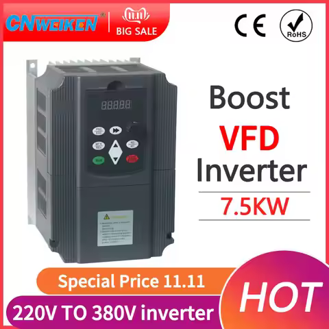 7.5KW 220V Single-phase Inverter Input VFD 380V 3 Phase Output Frequency Converter Adjustable Speed 