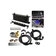 13 Row AN10 Universal Racing Oil Cooler Kit w/ Thermostat ±0.5°C, Mocal/Greddy Black Silver Braided 