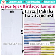 12pcs or 6pcs Large Birdseye Lampin for New born Baby Cloth Diaper with Colored Edging Stitches 14 x