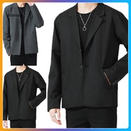  Men Blazer Single-breasted Solid Color Summer Lapel Pockets Jacket for Daily Wear
