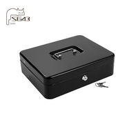 Cash Box Metal Cash Box with Tray and Key Lock, Tiered Locking Cash Box,  Lock Safe with 4 Bills, 5 