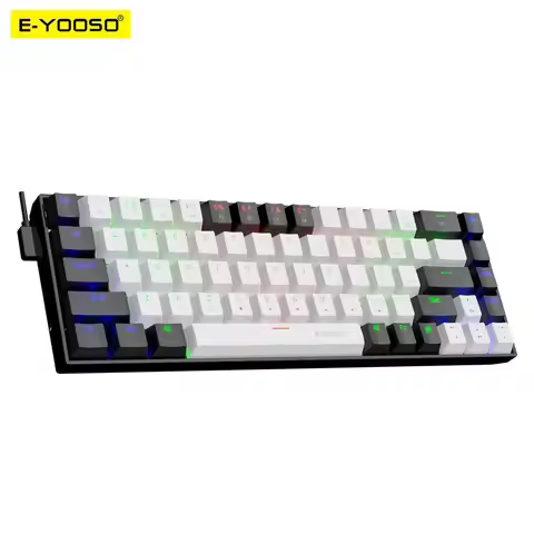 E-YOOSO Z686 USB Mini Slim Mechanical Gaming Wired Keyboard Red Switch 68Keys Russian Brazilian Port