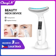 【Local Delivery】CkeyiN Face Neck Ems Beauty Messager with 4 Color Lights Led Phototherapy for Anti-Wrinkle Face Lifting Beauty Device