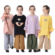 Baju Raya 2022 Kids Dress Girls Clothing Jubah Muslimah Blouse Muslimah Jubah Long Dress Muslimah Baju Kurung Moden Kebaya Skirt Baju Melayu Kaftan Abaya Girl's Kids Muslim Wear Skirts Peplum Palazo Clothes Fashion H617