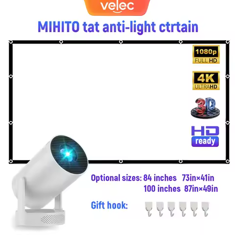 Velec Projector Screen 84/100/120 Inches Portable For HY300 Pro+ HY450 L018 TP350 NTV Projection Scr