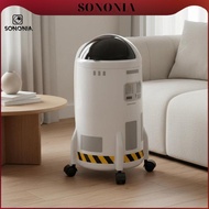 [SONONIA] Stylish Rocket-shaped Flip Lid Waste Bin Functional Rubbish Bin Compactor with Wheels for 