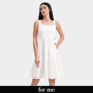 ForMe Sleeveless Eyelet Dress for Women (White).