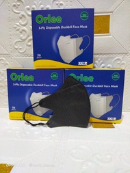 MASKER ORLEE DUCKBILL BOX (isi 50) HITAM PUTIH LEMBUT EARLOOP PROMO