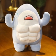 hot 40CM Muscle Shark Plush Doll Cute Worked Out Shark Stuffed Cartoon Toys Strong Animal Pillow For