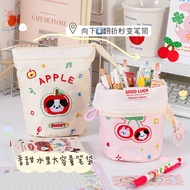 Cute Apple Pencil Case Standing Vertical Foldable Pencil Case Creative High-value Student Stationery