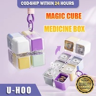 Creative Magic Cube Medicine Box Rubik's Cube Pill Box 7-Day Vitamin Supplement Storage Box