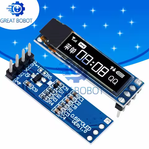 0.69" OLED Display Module (96x16, White) - SSD1306 - Powered LCD with 3 - 5.5V IIC Interface for Ard