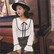 秋季韓國蝴蝶結長袖襯衫（OL必備）