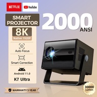 FINTEXPro Projector 2000ANSI 30000Lumen k7Ultra with Electric Focus and Built-in WiFi/Bluetooth 8K A