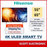 (RM0SHIP) [Deliver by Seller Kedah Penang] Hisense 55" 65" ULED 4K UHD LED TV Smart Tv 120Hz Gaming 4K Quantum  55U7H