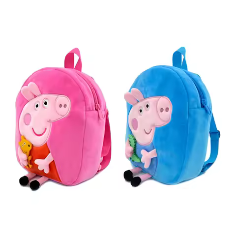 Genuine Peppa Pig 27cm Plush Backpack George Kindergarten Backpack Cartoon Shoulder Children Bag Gir