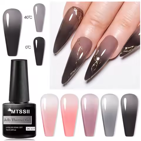 7ml Mtssii Jelly Thermal Gel Nail Polish, Translucent Ombre Color Gel Polish, Changing Temperature M