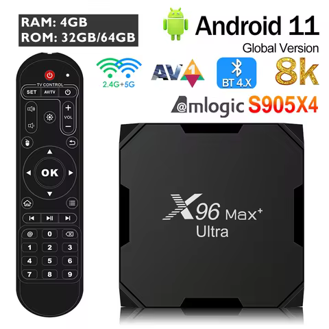 Original X96 MAX+Ultra HD TV Box Android11 Amlogic S905X4 4GB RAM 32GB / 64GB ROM BT AVI 2.4G&5G Wif