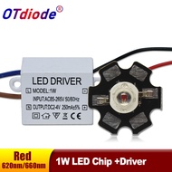 1 Set LED 1W Red color Chip Grow Light 620nm Deep 660nm 2.4V +1W Driver Output DC2-4V 250mA Power Su