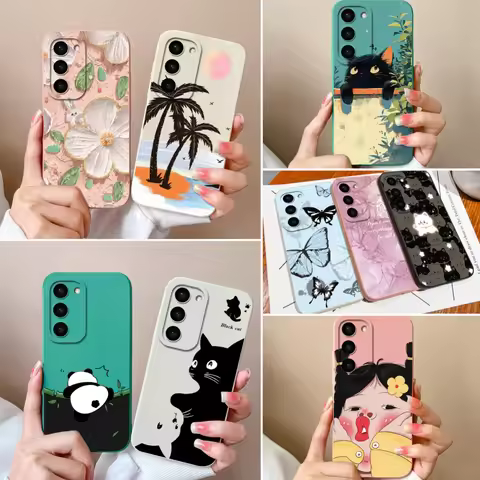Case For Samsung S23 FE Plus Ultra Black Cat Phone Covers For Galaxy S 23 S23FE S23+ S23Ultra Soft L