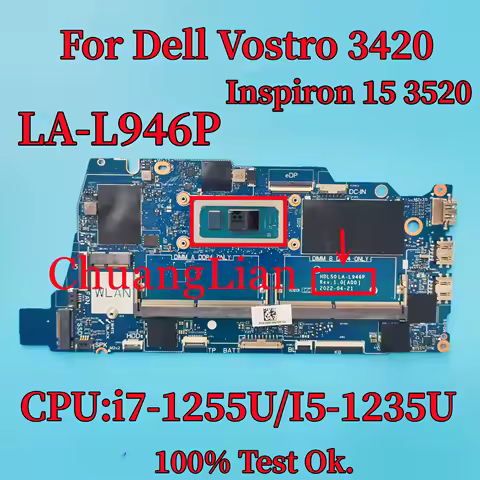 LA-L946P Motherboard For Dell Vostro 3420 Inspiron 15 3520 Laptop Motherboard With i7-1255U I5-1235U