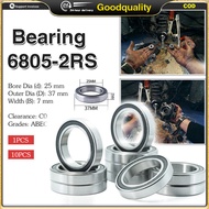 6805 2RS Bearing 25*37*7 mm ( 1/10 PCS ) ABEC-1 Metric Thin Section 61805RS 6805 RS Ball Bearings