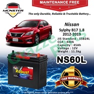 Münster Robust MF CMF NS60L | 55B24L (45AH) Car Battery Bateri Kereta for Nissan Sylphy B17 1.8 E VL