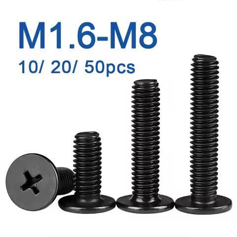 10/ 20/ 50pcs Black 304 Stainless Steel Cross Phillips Ultra Thin Flat Wafer Head Screw CM M1.6 M2 M