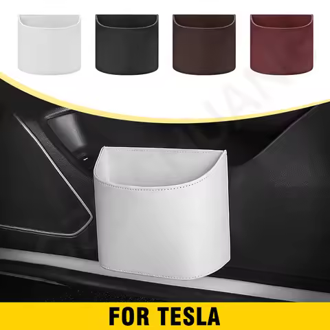 Car Trash Can Suspended Trash Can For Tesla Model 3 Highland 2024 Model Y Model S X Car Leather Stor
