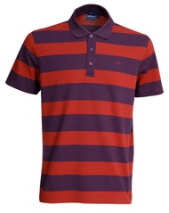 ARROW STRIPED COTTON POLO เสื้อโปโล ผ้าลายทาง สีแดงม่วง ทรง Smart MPCM218-DV