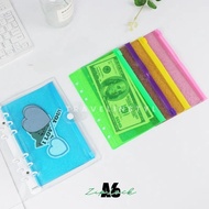 A6 loose leaf binder zipper pouch - money bag - binder A6 ziplock