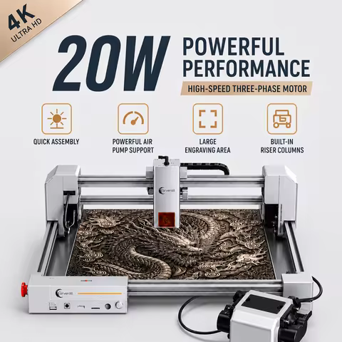 Carverall JL9 20W Laser Engraver Cutter, 300x300mm Desktop Laser Engraving Machine with Dual-Motor D