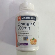 VITAHEALTH ORANGE C 500MG, 100'S CHEWABLE VITAMIN C, NATURAL ORANGE FLAVOUR