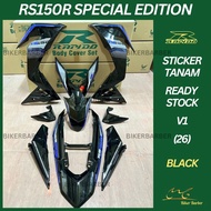 RAPIDO Cover Set Honda Rs150r V1 V2 V3 Special Edition (26) Black Body Coverset (Sticker Tanam)