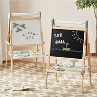 Tiny Land Deluxe Kids Easel, Foldable & Adjustable Wooden Art Easel for Kids Ages 3-8, Easy Assembly