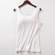 出售4XL白色無袖-莫代爾 短袖T恤 素T 素BRAT 免穿內衣👙莫代爾涼感Bra-T❣️無鋼圈涼感T恤 睡衣 短袖上衣 運動內衣