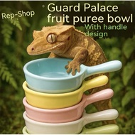 Crested Gecko Food Bowl Set | Reptile Feeding Dish with Silicone Spoon | Ceramic