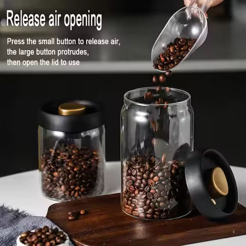 New Bean Coffee Storage Container Vacuum Seal Container Coffee Bean Storage Sealed Container KFSN01