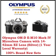 Olympus OM-D E-M10 Mark IV Mirrorless Camera with 14-42mm EZ Lens (Silver) (1 Year Local Warranty)