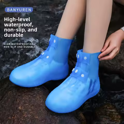 Waterproof Thickened Latex Silicone Rain Shoe Covers Anti-Slip Wear-Resistant Outdoor Simple Pure Co