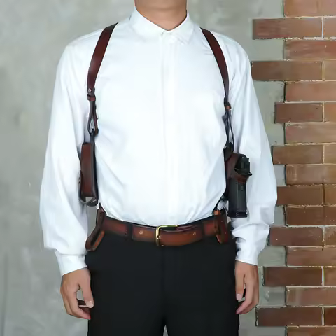 Tourbon Universal Vertical Shoulder Strap Holster Leather Concealed Pistol Carry Suspender Double Ma