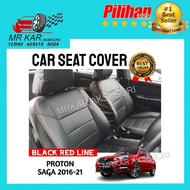 Proton Saga VVT 2016 PVC Car Seat Cover Leather Black with Red Line PVC Cushion Cover