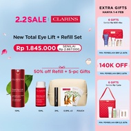 [Clarins 2.2 Set] Total Eye Lift 15ml (Krim Mata) + Refill Set Gratis 5 Hadiah - krim mata (eye crea