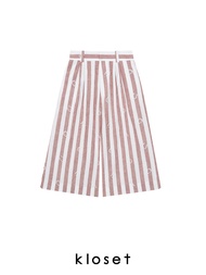 KLOSET Horseshoe Wide Leg Pants (RS22-P001) กางเกงขา3ส่วนผ้าลาย