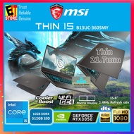 MSI THIN 15 (i5-13420H /16GB/512GB /RTX3050 4GB/15.6" FHD 144HZ/ W11/2Y/BAG) Gaming Laptop B13UC-360