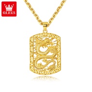 OLEVS necklace for men 18k gold Pawnable Luxury golden dragon design best gift